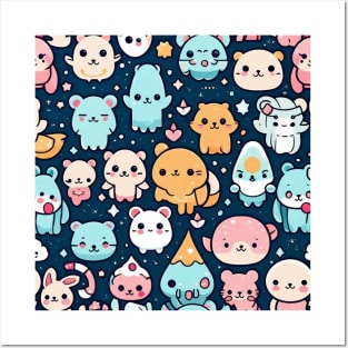 Cute colorful animals kittens cute pattern gift ideas Posters and Art